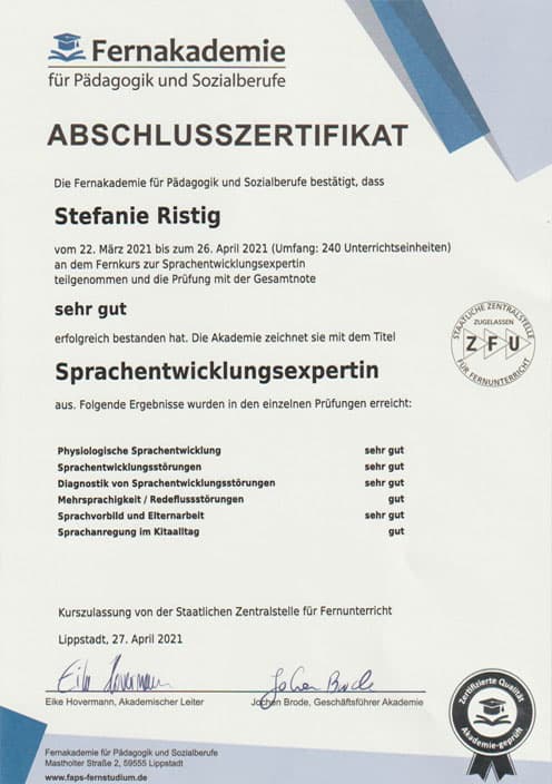 Zertifikat Humor Erziehungsalltag
