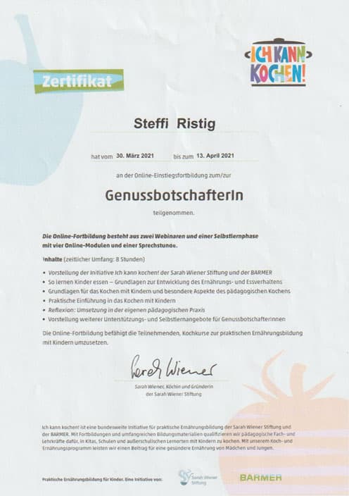 Zertifikat Genussbotschafterin